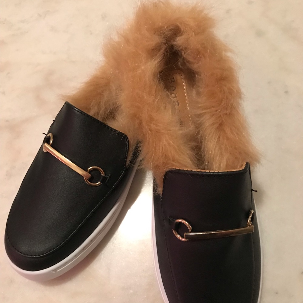 Faux Fur Slip Ons, women’s size 9